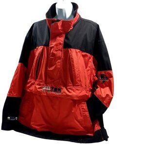 Eddie Bauer EBTEK Anorak Jacket Mens Large Orange/Black Gorp Core Boxy Vintage